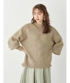 earth music&ecology バックスリット畦ニットプルオーバー