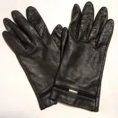 バーバリー 革手袋 黒 5本指 婦人 女性用 グローブ レザー レディース
