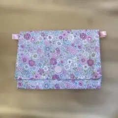 花柄 移動ポケット ハンドメイド ピンク パープル 紫 小花 ティッシュケース