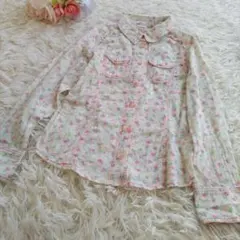 mezzo piano　メゾピアノ　キッズ　花柄　長袖シャツ　リボン　130cm