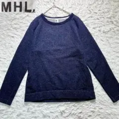 【美品】MHL. 長袖カットソー　L ネイビー　コットン　ウール　ラグランのサムネイル