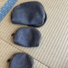 未使用 昭和レトロ平成レトロ ペイズリー柄ポーチ3点セット