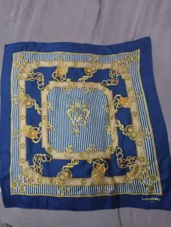 LANCEL シルクスカーフ ネイビー ゴールド