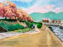 水彩画 神社の風景 額装品 F6号サイズ - メルカリ