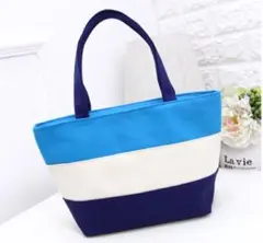 トートバッグ　エコバッグ　ハンドバッグ　レディース　手提げ　通学　青　鞄　韓国