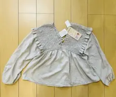 新品　しまむら ピーチシャーリング襟ブラウス　M ベージュ