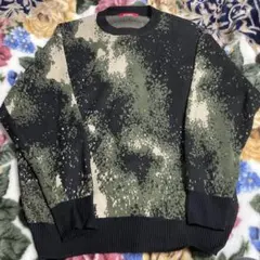 カモフラージュ クルーネック ニットセーター