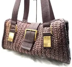 MICHAEL KORS ハンドバッグ ストロー織込 ブラウン サマーバッグのサムネイル