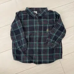 プチバトー　チェックシャツ　トップス　羽織り　クリスマス　ベビー　ブラウス