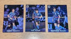 Calbee「サッカー日本代表チームチップス」(2022) キラカード3選手