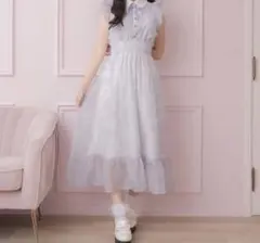 フリルスリーブ花柄ロングワンピース