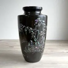 螺鈿花瓶 送料無料 ◇ 工芸品 漆 螺鈿 花瓶 直径230×高さ290mm 天朗氣清 恵風和