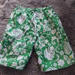 男の子用水着１４０ Op　ハイビスカス柄グリーン　1