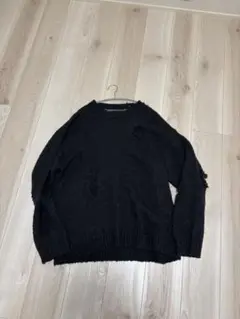 ナンバーナインWOOL ALPACA RIPPED KNIT PULLOVER