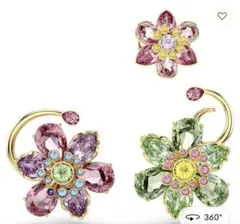 スワロフスキー❤️お花　3点セット　ピアス、カフ