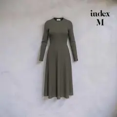 index M オリーブグリーン 長袖ニットワンピース