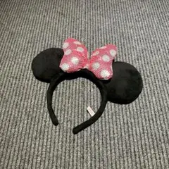 水玉 スパンコール ピンク ミニーちゃん カチューシャ
