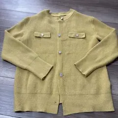 リブ編みマスタードカーディガン