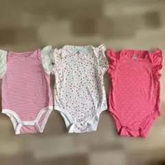 【美品】GAP ピンク系　フリルロンパース3枚セット90cm