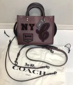 COACH グラブタンレザーパッチワーク ローグ3wayバッグ 赤
