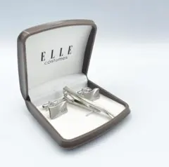 【ELLE（エル）】タイピン カフス セット シルバー ビジネス ロゴ 箱付