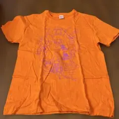 オレンジ グラフィックプリント Tシャツ