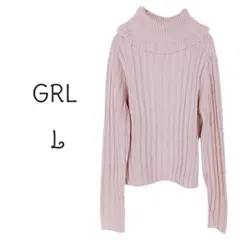 B118【GRL/グレイル】リブ編みタートルネックセーター L カジュアル