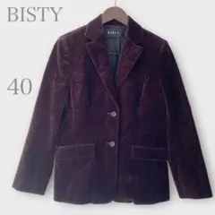 ★ビスティ　コーデュロイベロア調ジャケット　ブラウン　Ｌ　きれいめ　光沢あり