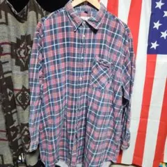 90sヴィンテージ　ユーロ系　プリントネルシャツ　特大