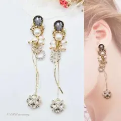 【189】新作❣️ ビジューパール　デザインチャーム　ピアス　イヤリング