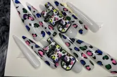 現品 ネイルチップ おまけ付き ロングネイル ギャル Y2K カラフル 白