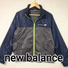 【美品】ニューバランス ウィンドブレーカー M 幾何学総柄 ネオンイエロー