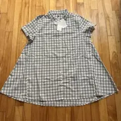 チェック柄 半袖チュニック LLサイズ
