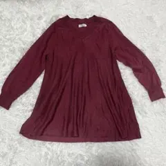 【LEPSIM】Vネック　チュニック　ニット　ローズ　ゆったり Fサイズ　薄手
