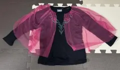 ピンクチュール付き黒Tシャツアナと雪の女王