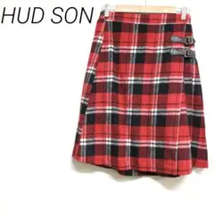 HUD SON 赤と黒のチェック プリーツスカート L カジュアル　タグ付き