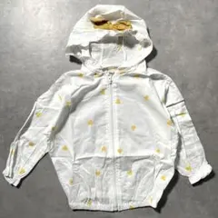 キッズ 薄手 ウインドブレーカー ハート柄 フード付き ホワイト 90cm