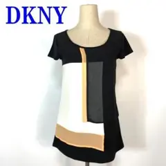 DKNY ディーケーエヌワイ 半袖レイヤードデザイントップスブラックＳ C687
