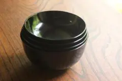 小傷有！上質黒漆の美しい利休形小丸椀②（検輪島塗四つ椀懐石道具蒔絵