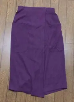 M 新品 タイトスカート 膝下寸　紫　ポケット　下げ札付き　ウエストゴム