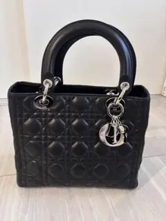 美品 Christian Dior レディディオールカナージュラムスキンブラック