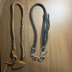 レザー編み込み ウォレットチェーン 2本セット
