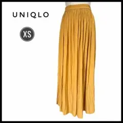 UNIQLO ユニクロ　プリーツ　スカート ロング マスタード　サイドスリットのサムネイル