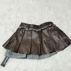 チェックドッキングプリーツスカパン WEGO レザースカート アシンメトリー