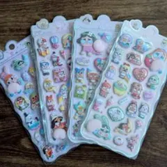 5★ おしりぷにぷにシール ボンボン マシュマロ 3D キャラクター 4枚260