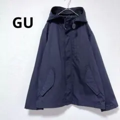 ジーユー ネイビー ウィンドプルーフ マウンテンパーカー フード付き