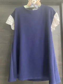 ネイビー Aライン ミニワンピース