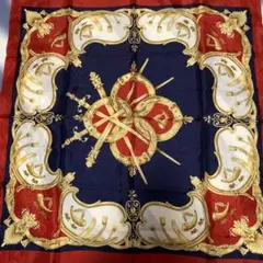 剣デザイン 大判スカーフ ネイビー