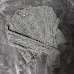 dazy クロップドダメージニット　グレー　長袖　Mサイズ