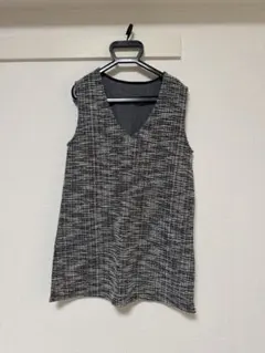 ツイードVネックミニワンピース　フリーサイズ　ミニワンピース